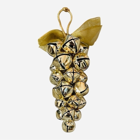 VNTG Jingle Bells Ornament Gold Metal Jingle Bell Grape Cluster Ornament Decor - Picture 2 of 4